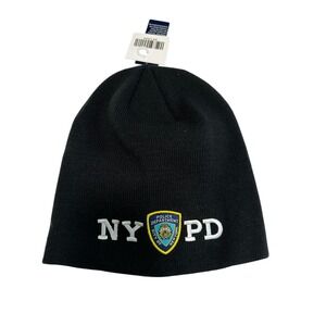 NYPD Beanie Hat‎ Police Department Embroidered Winter Knit Cap Black
